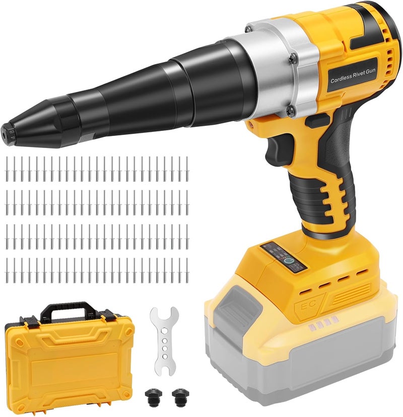 Labfintom Cordless Rivet Gun Tool for Dewalt 20V Max Battery, Brushless Electric Automatic Rivet Gun for Rivets 1/8'', 5/32'', 3/16", Pop Rivet Tool with 100PCS 5/32'' Rivets for Metal, Plastic (No Battery) - Image 1